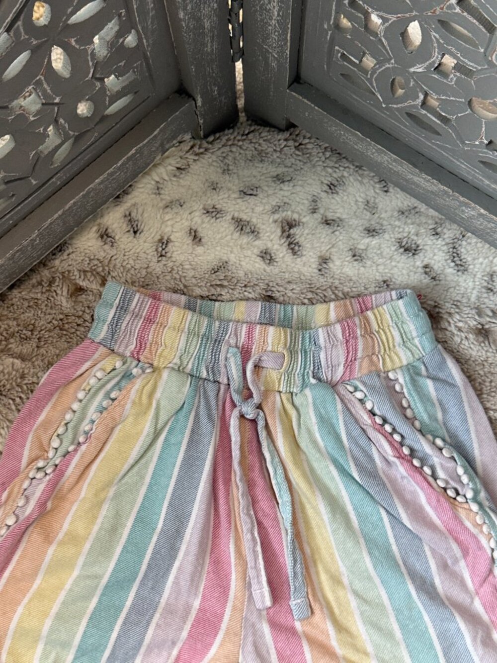 Rumi + Ryder rainbow stripes shorts girls small pastel girlhoodcore summer - Picture 2 of 8